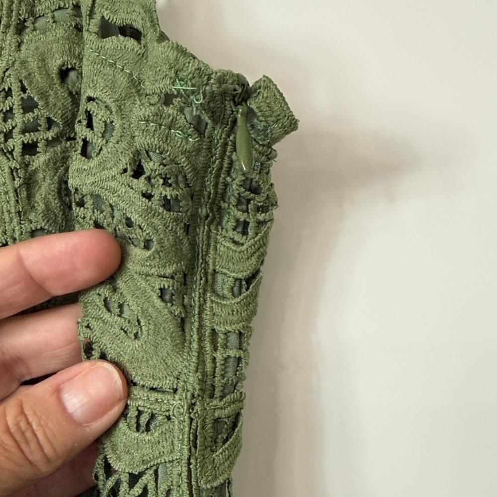 FARM Rio Olive Crochet Button-Front Midi Dress - Picture 6 of 8